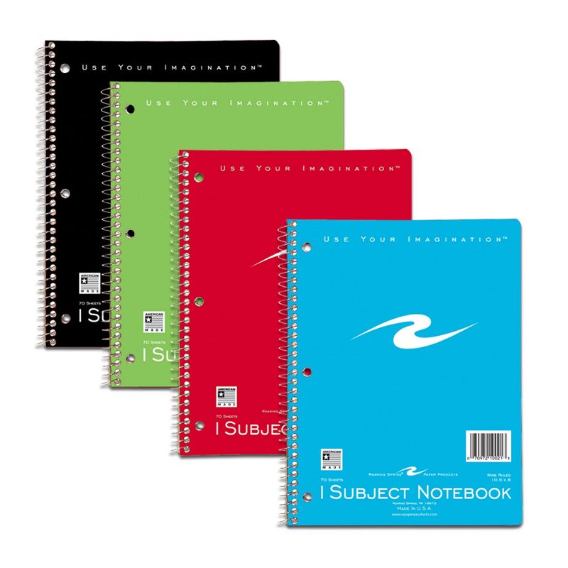 Roaring Spring Paper Products Spiral Notebook, 1-Subject, 70 Pages, Assorted Covers, Pack of 12, 2 of 3