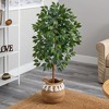 Nearly Natural 4-ft Artificial Ficus Tree with Handmade Jute & Cotton Basket with Tassels - 4 of 4