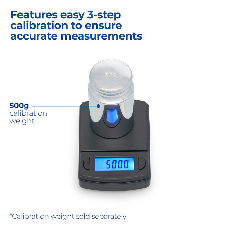 American Weigh Scales Pocket Weight Scale Stainless Steel Surface High Precision Backlit LCD Display 600g x 0.1g, 3 of 7