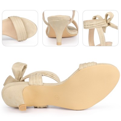 Perphy Women's Open Toe Ankle Tie Ruched Strap Bridal Kitten Heels Sandals - image 3