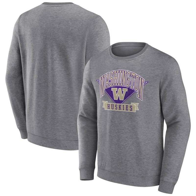 NCAA Washington Huskies Men&#39;s Gray Crew Neck Fleece Sweatshirt, 1 of 4