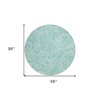 Teal Blue And Ivory Paisley Washable Indoor Outdoor Area Rug - 3 of 4