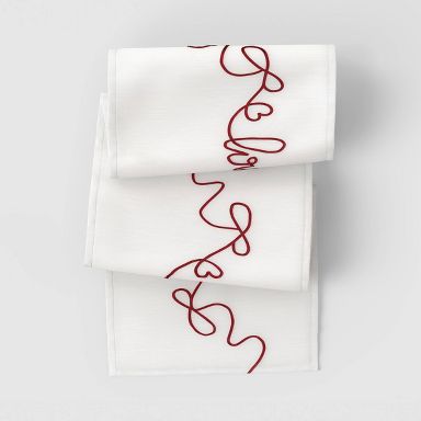 72"x14" Ribbon Love Table Runner White - Threshold™