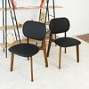 Vynxaria Black Vegan Leather Dining Chairs - Set of 2 for Modern Spaces - 3 of 4