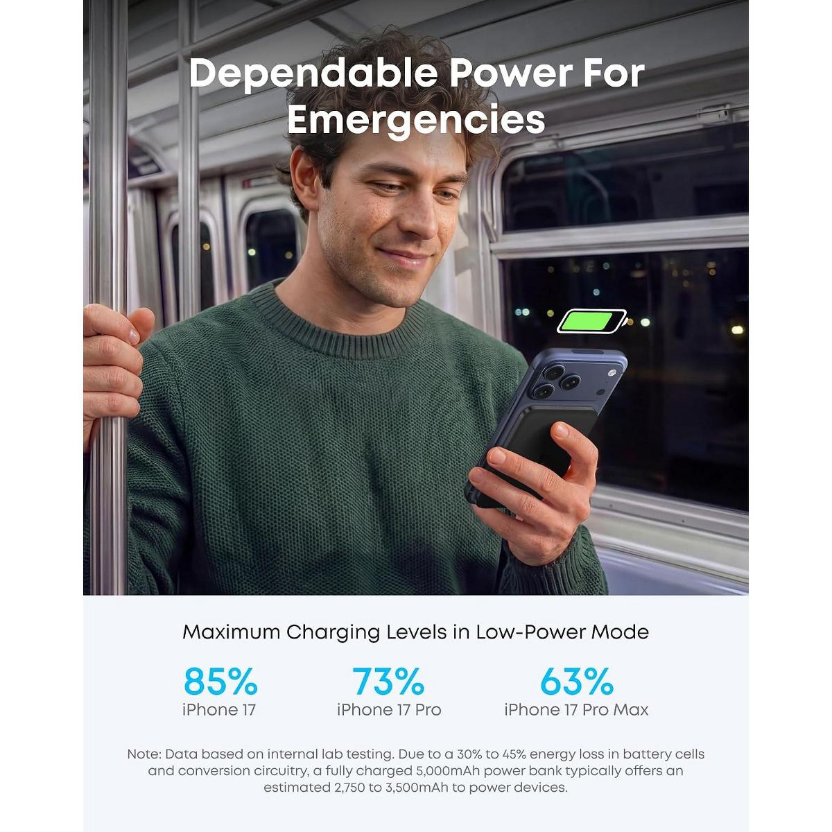 Refurbished Anker Nano Magnetic Power Bank, 5,000mAh Qi2-Certified 15W Portable Charger, Ultra-Slim 0.34in, MagSafe-Compatible for iPhone 17/16/15 - thumbnail 6