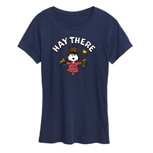Women's - Peanuts - Snoopy Scarecrow Hay There Short Sleeve Graphic T-Shirt - 1 of 4