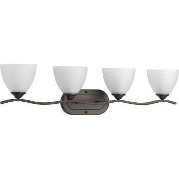Progress Lighting Laird 4-Light Bath Vanity, Brushed Nickel, Glass Shade Collection: Laird, Material: Glass, Finish Color: Brushed Nickel, Number Of