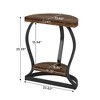 Resenkos Sofa Side End Table, End Table, Couch Table,Half-Round End Table, Side Table with 2-Tier Shelves,Brown & Black - 3 of 4