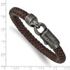 Black Bow Jewelry 8mm Antiqued WB-Plated Stainless Steel Brown Leather Bracelet, 8.25 In - 4 of 4