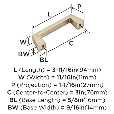 Champagne Bronze Matte Modern Industrial Bar Pull with Mounting Hardware