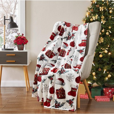 Kate Aurora Christmas Santa Hats & Boots Ultra Soft & Plush Throw Blankets - 50 in. W x 70 in. L