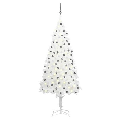 vidaXL Lifelike Artificial Christmas Tree with LED Lights & Decorative Ball Set in White - 82.7 inches Tall