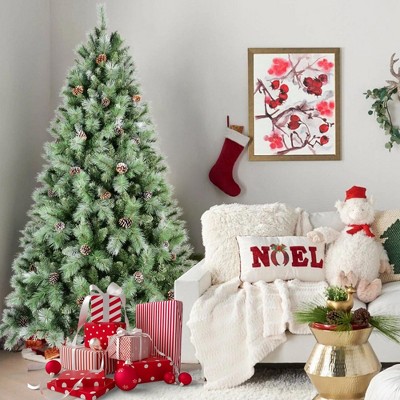 NAYSAYE Christmas Tree Stand 8FT Tree with Pine Cones and Realistic Branches for Holiday Decor, Green, 59"*96"*42.24"