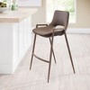 Faux‑Leather Counter Stool 35.6" H, Brown Walnut Finish with Steel Legs by Zuo Modern (Set of 2) - 3 of 4