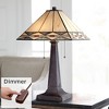 Robert Louis Tiffany Rustic Vintage Art Deco Accent Table Lamp 21.5" High Bronze Glass Art Square Shade for Living Room Bedroom House Bedside - 2 of 4