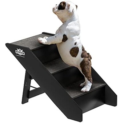 PETMAKER Pet Stairs ¨C Safe and Durable Indoor or Outdoor Ramp with 3 Step Design ¨C Cat or Dog Steps for Home and Vehicle (Gray)