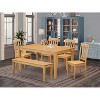 HomeStock 6-Piece Rectangle Natural Oak Finish Solid Wood Top Dining Table with 1 Bench, 4 Chairs with Slat Back, Seats 6 - 2 of 4