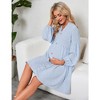 Maternity Swiss Dot Dress V Neck Long Sleeve Button Down Mini Dress Baby Shower Photoshoot with Pockets - 4 of 4