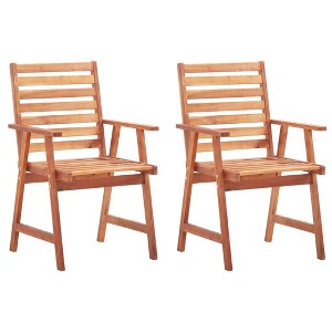 vidaXL Solid Acacia Wood Patio Dining Chairs with Cream Cushions, Set of 2 - Weather-Resistant Outdoor Seating for Garden, Terrace, or Patio. - 1 of 4