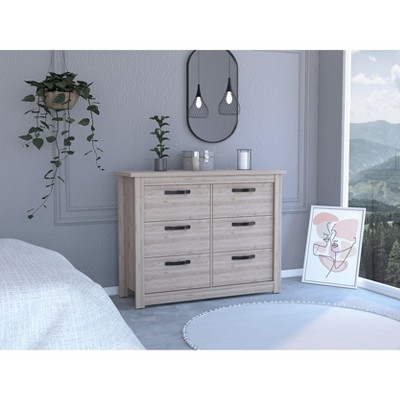 NicBex Modern 6-Drawer Dresser Wooden Storage Cabinet with Spacious Drawers Dresser for Closet for Bedroom, Living Room, Hallway, Light Gray