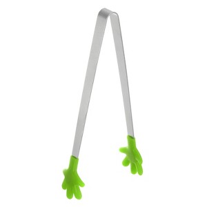 Unique Bargains Stainless Steel Silicone Tips Hand Shape Kitchen Cooking Food Tongs - 1 of 4