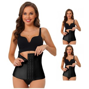INSPIRE CHIC Women's 3 Hooks Waist Workout Tummy Control Body Shaper for Weight Loss Cinchers Corset 3 Packs - 1 of 4
