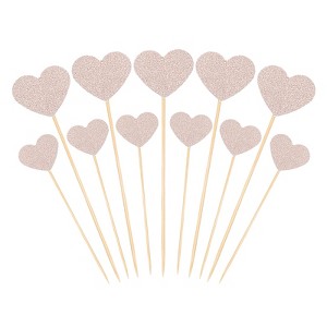 Unique Bargains Wedding Engagement Birthday Decoration Heart Shape Cupcake Toppers Picks 50 Pcs - 1 of 4