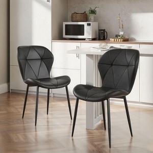 Dining Chairs,Modern Dining Room Chair Diamond Leather with Wooden and Metal Frame - 1 of 4
