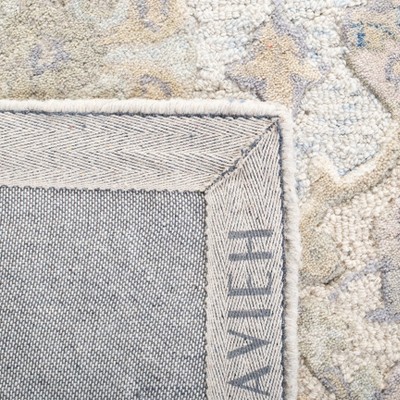 Handmade Grey and Blue Wool Square Area Rug
