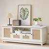 Rattan TV Stand for 65 Inch TV, White Entertainment Center for Living Room, Boho TV Console with 2 Cabinets & Drawer, TV Stand with Storage - image 2 of 4