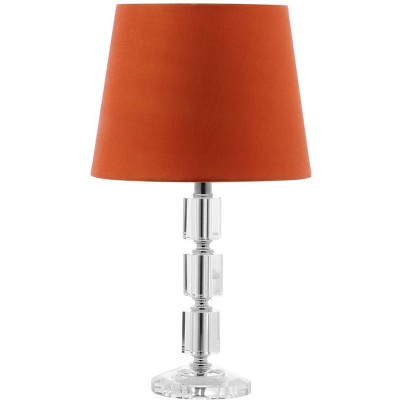 Erin Crystal Cube Table Lamp with Burnt Orange Shade, Set of 2