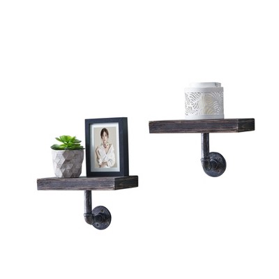 11.7" x 7.6" 2pc Industrial Pipe Wall Shelf Set - Danya B.