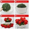 2 Set Artificial Outdoor Geraniums Flowers with White Basket, 12 Pcs Geraniums Flowers for Christmas, Front Porch, Garden, Patio, Home Decor, Pink - 3 of 4