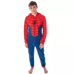 Marvel Comics Classic Spiderman Costume Pajama Union Suit One-Piece Outfit Classic Spidey