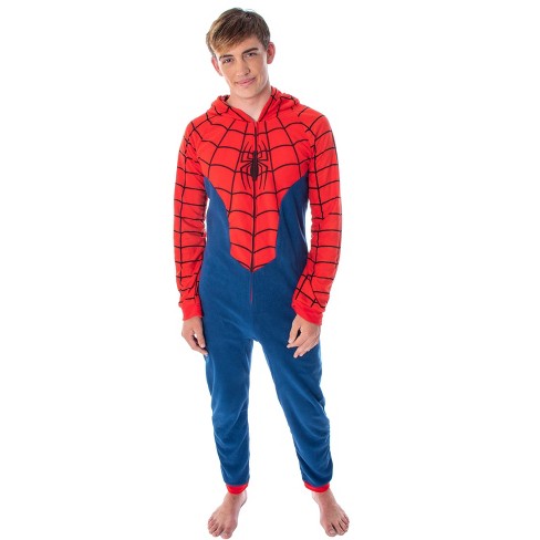 Marvel Comics Classic Spiderman Costume Pajama Union Suit One-Piece Outfit - image 1 of 4