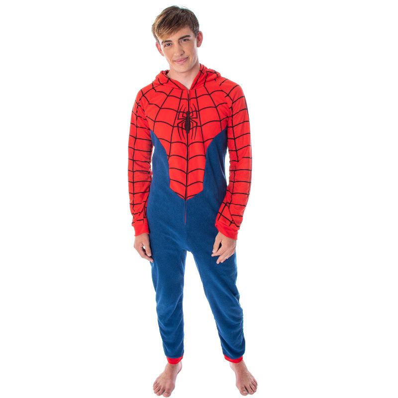 Marvel Comics Classic Spiderman Costume Pajama Union Suit One-Piece Outfit Classic Spidey, 1 of 6