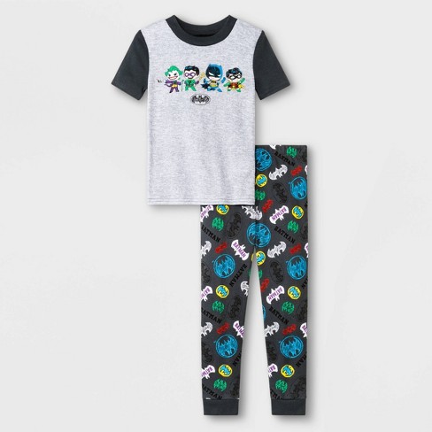 Black/Grey Komar Kids Boys Batman 4-Piece Pajama Set 5