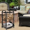 Tangkula Fireplace Log Rack with 4-Piece Fireplace Tools Wrought Iron Storage Logs Holder with Poker Bronze - 2 of 4