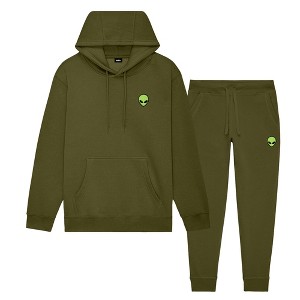 Dalix Alien Embroidery Sweatsuit Set Hoodie Jogger Soft Fleece Relaxed Fit Lounge Mens - 1 of 4