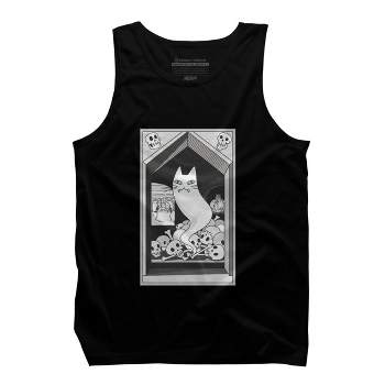 Men's Design By Humans Ghost cat the Keeper of the Crypt By runcatrun Tank Top