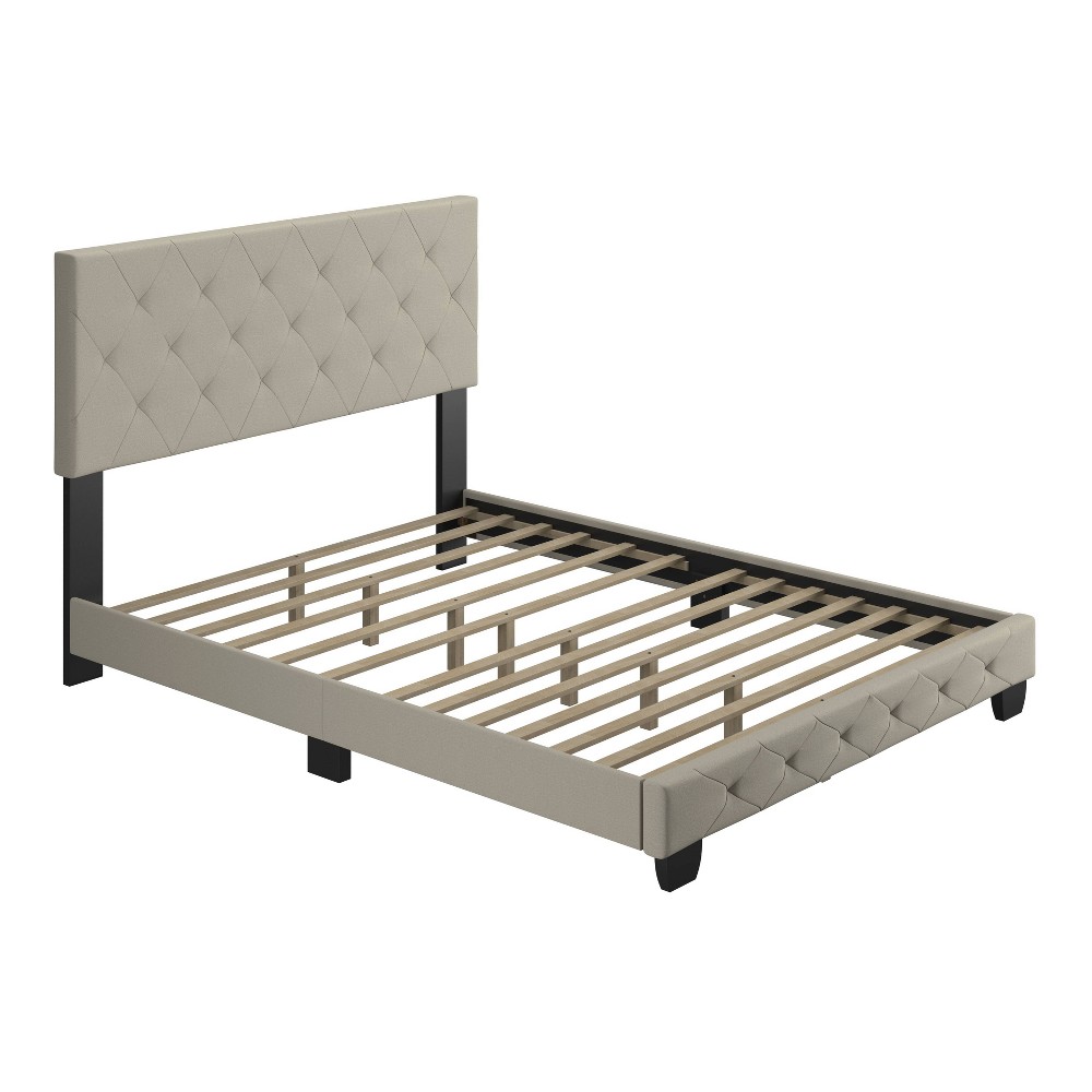 King Reese Button Tufted Linen Upholstered Platform Bed Frame Beige - Eco Dream -  Boyd Sleep Eco Dream, 80345978