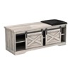 Entryway Shoe Bench With Sliding Door Cushion Adjustable Shelf Large Storage Space Shoe Rack Storage Organizer for Entryway Living Room - 2 of 4