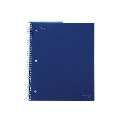 Staples Accel 1-Subject Notebook 8.5" x 11" College Ruled 100 Sh. Blue TR20951G/20951C