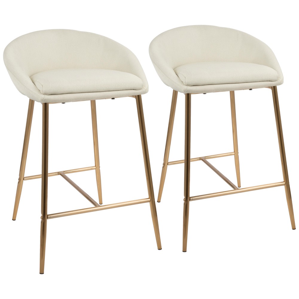 Photos - Chair Set of 2 26" Matisse Glam Counter Height Barstools Gold - LumiSource