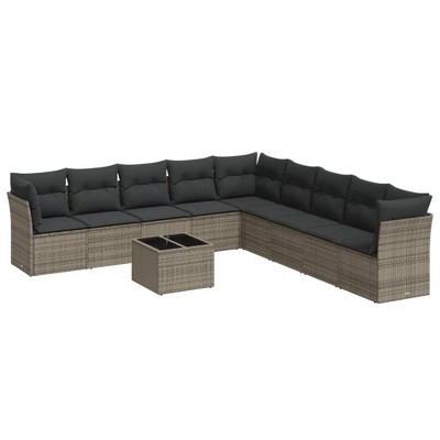 vidaXL Garden Sofa Set Black, Cream White - Gray With Table