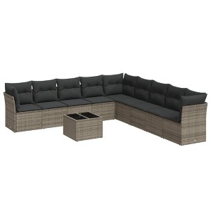 vidaXL Garden Sofa Set Black, Cream White - Gray With Table - 1 of 4