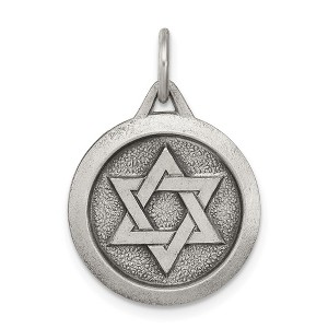 Black Bow Jewelry Sterling Silver Antiqued Star of David Medal, 17mm - 1 of 4