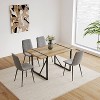 Vynxaria Set of 4 Dining Chairs: Light Grey Linen Padding, Sturdy Black Metal Legs, Perfect for Dining & Living Areas - 3 of 4
