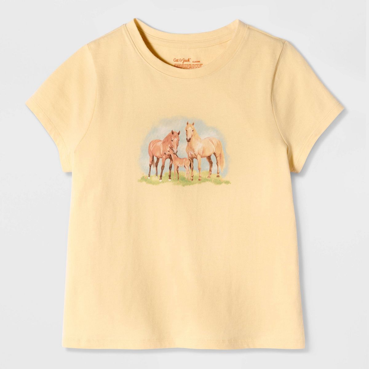 Girls' Short Sleeve 100% Cotton 'Horse Family' Graphic T-Shirt - Cat & Jack™ Gold - thumbnail 2