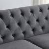 KWPZQEB 77" Chesterfield Velvet Sofa, Tufted Sofa with Trimmed Nailhead & 2 Cushions, 3-Seater Sofa with Armrest & Upholstered for Living Room - 4 of 4